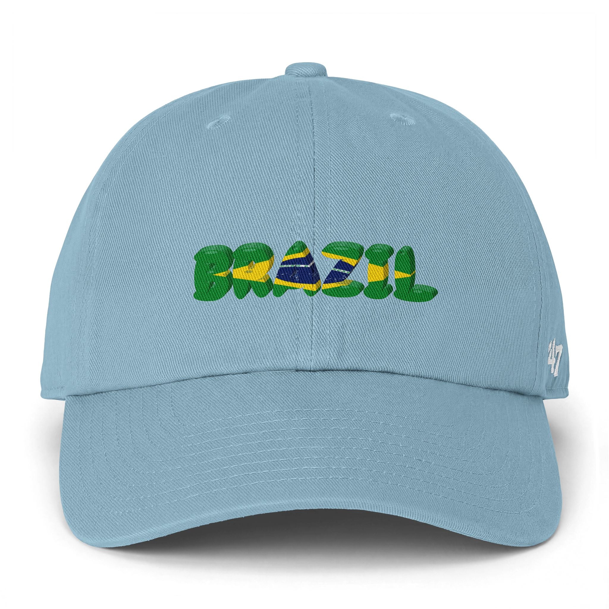 Brazil Flag Embroidered Cap - 'Brasil' Script Baseball Hat