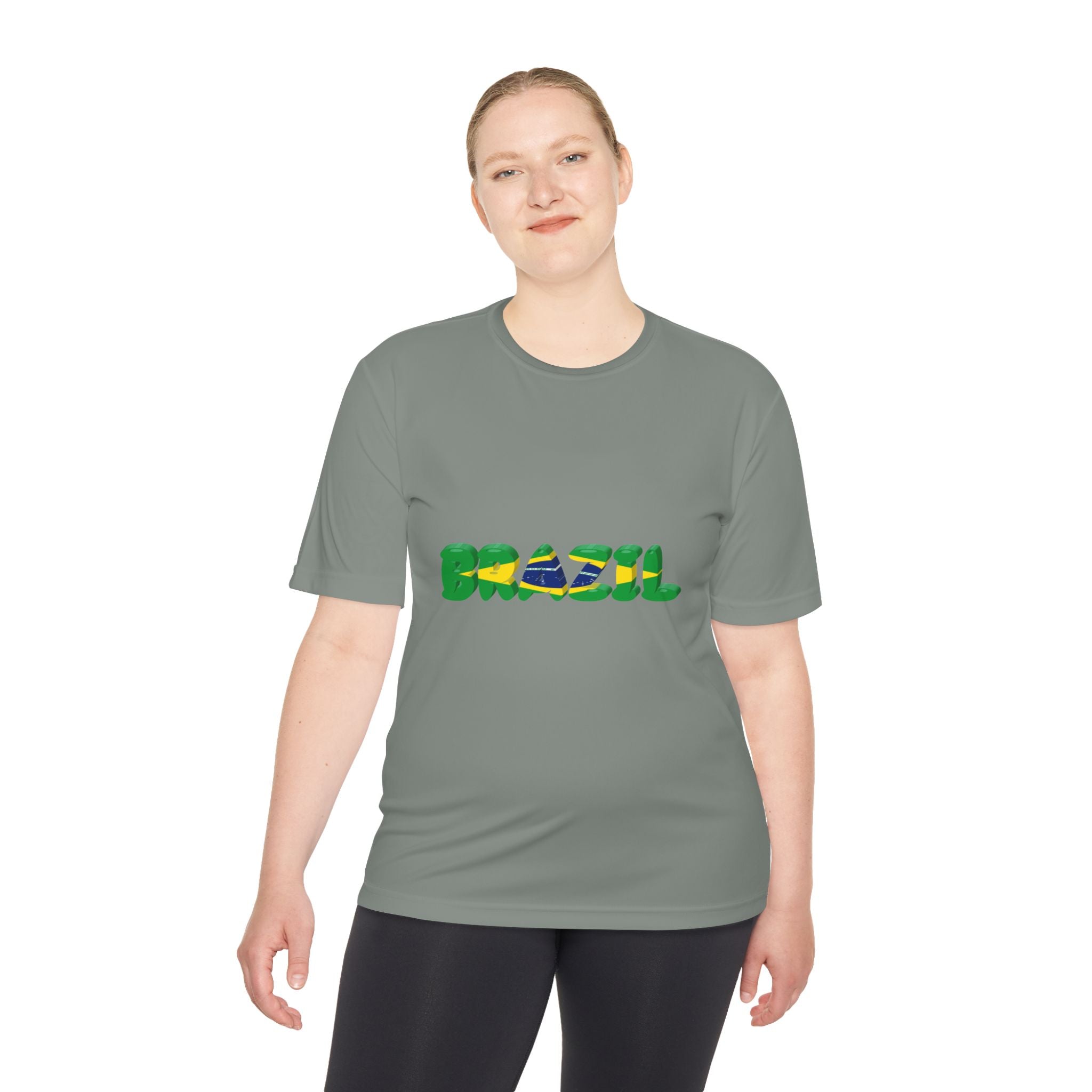 Brazil Flag Graphic Tee — 'BRAZIL' Text Design