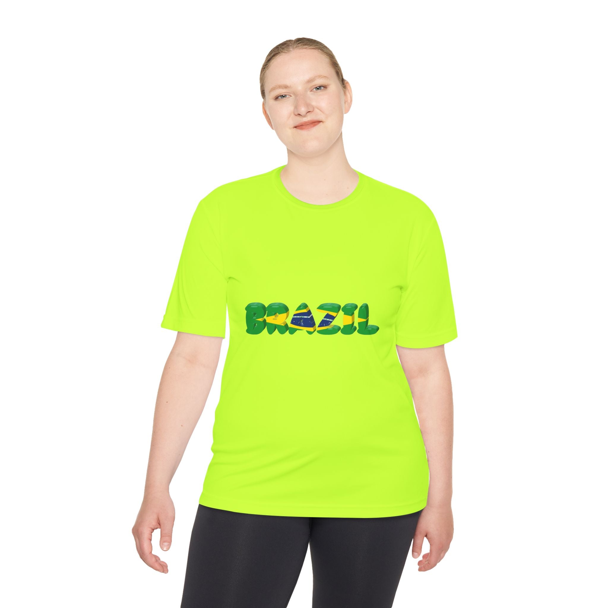 Brazil Flag Graphic Tee — 'BRAZIL' Text Design