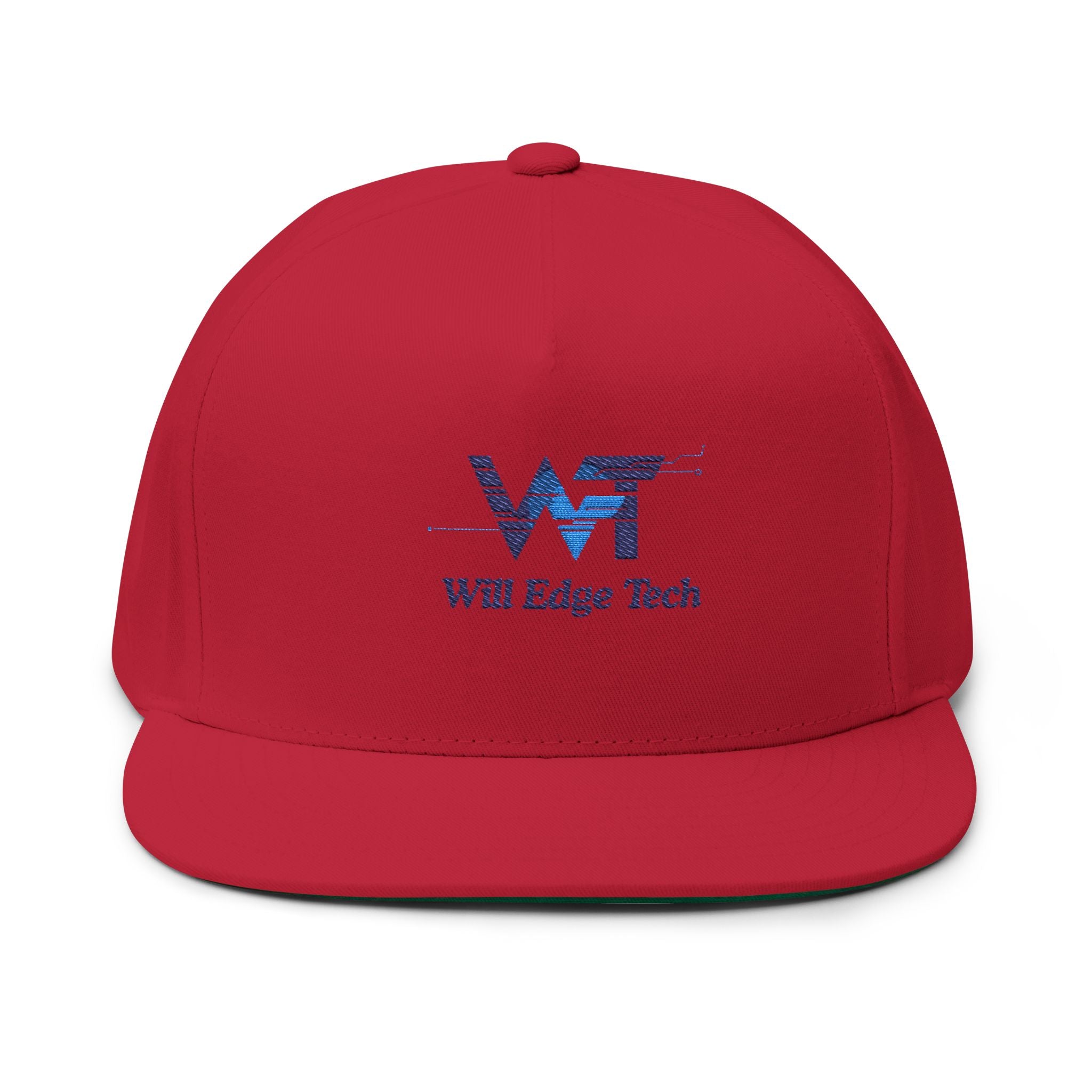 Embroidered Flat Bill Cap — Will Edge Tech Logo Snapback