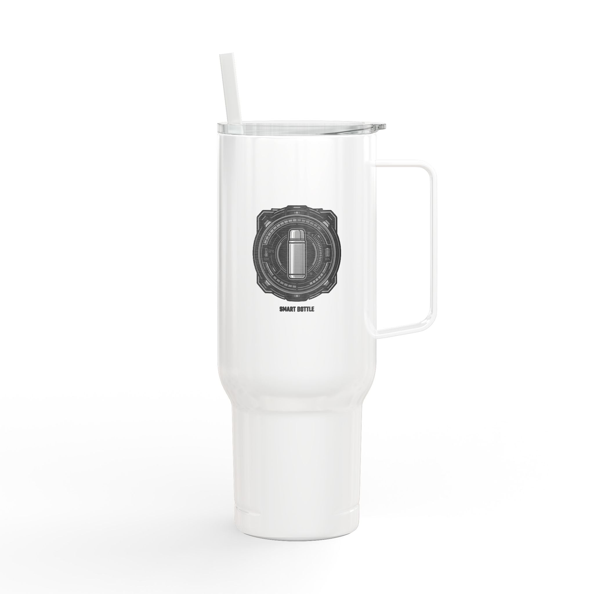 Gobelet isotherme gravé de 1,2L avec couvercle et paille — Tasse de voyage à double paroi pour boissons chaudes et froides