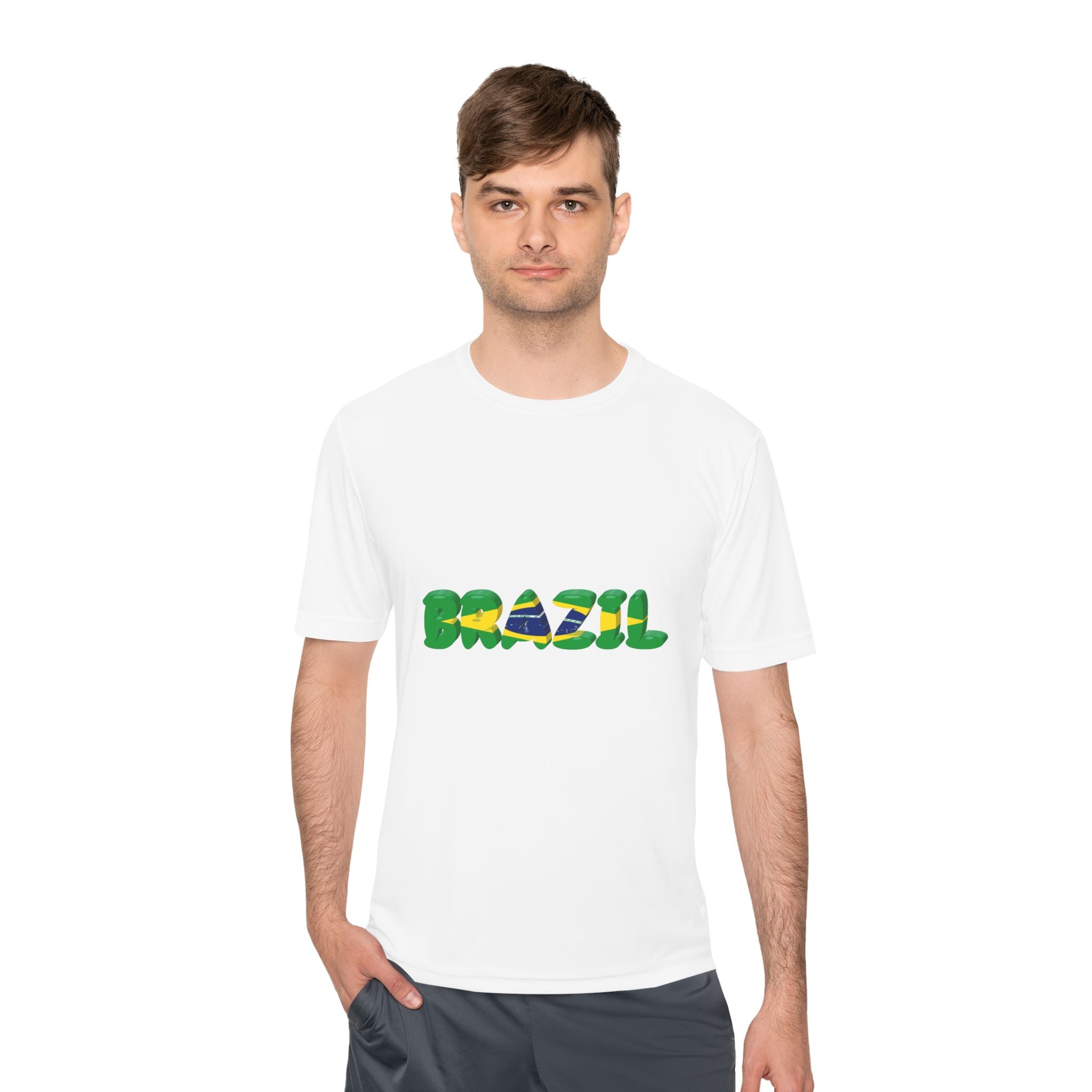 Brazil Flag Graphic Tee — 'BRAZIL' Text Design