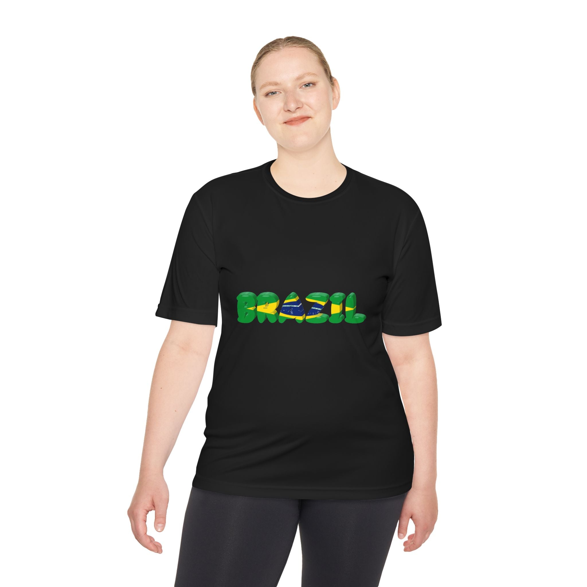 Brazil Flag Graphic Tee — 'BRAZIL' Text Design