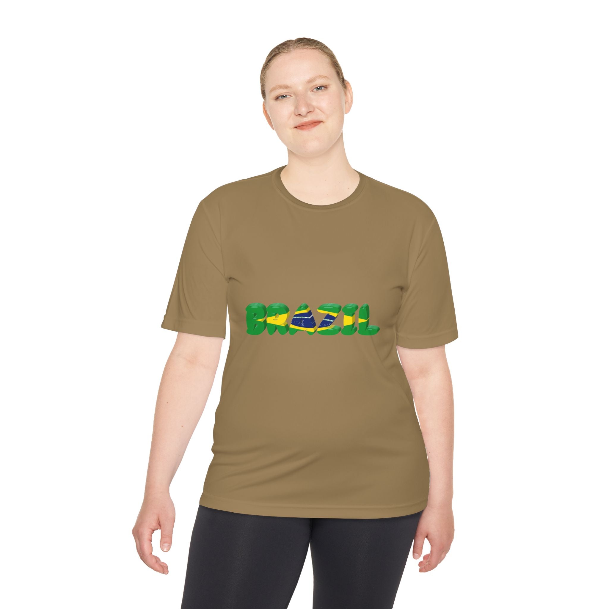 Brazil Flag Graphic Tee — 'BRAZIL' Text Design