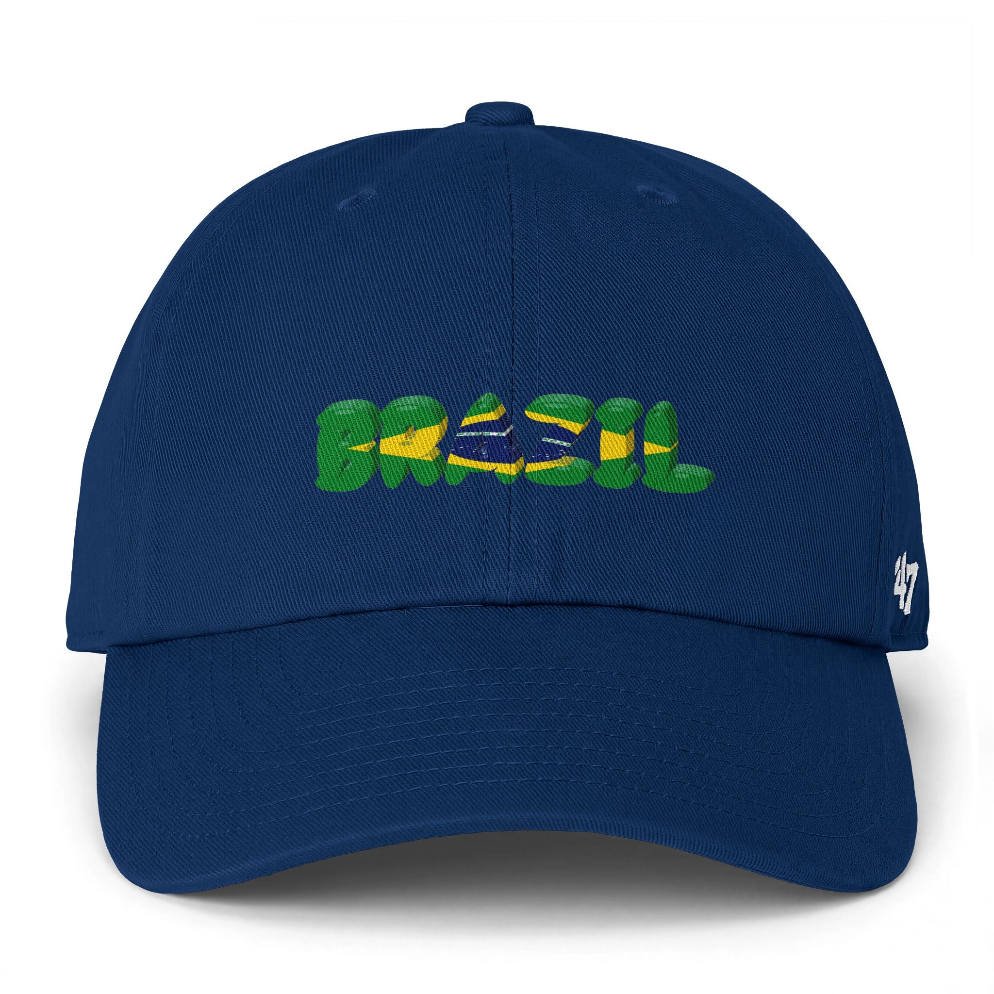 Brazil Flag Embroidered Cap - 'Brasil' Script Baseball Hat
