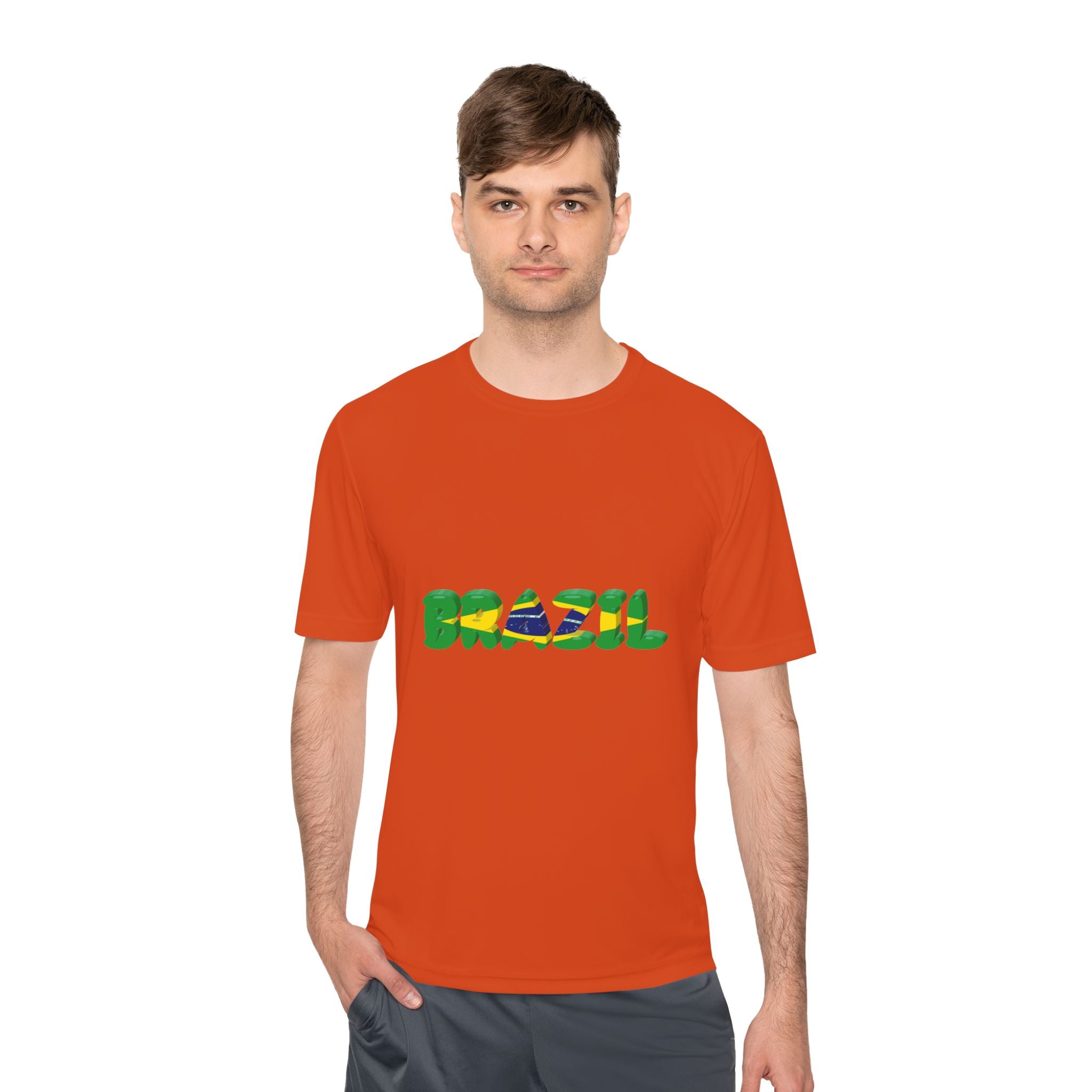 Brazil Flag Graphic Tee — 'BRAZIL' Text Design