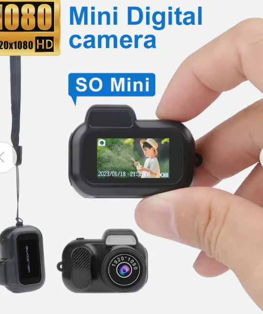 Mini-caméra rétro avec écran intérieur et extérieur 1080p HD portable très petite caméra vidéo support cadeaux de vacances