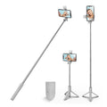 Selfie Stick Tripod,3 in 1 Extendable 360° Rotation Tripod Stand with Detachable Wireless Remote Portable Mobile Phone Holder Compatible with Iphone,Android,Samsung (White+Light)