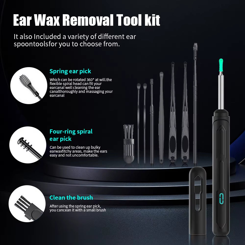 Ear Cleaner with Camera Set Ear Sticks Otoscope USB C Charging Endoscope Wax Removal Tool Earpick Mini Camera Ear Cleaning Set