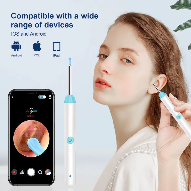 8Pcs Visual Ear Wax Cleaner with Camera Safe Earwax Removal Endoscope with 5M Luminous Otoscope Ear Cleaning Tools Ear Care